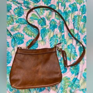 Brown leather crossbody bag